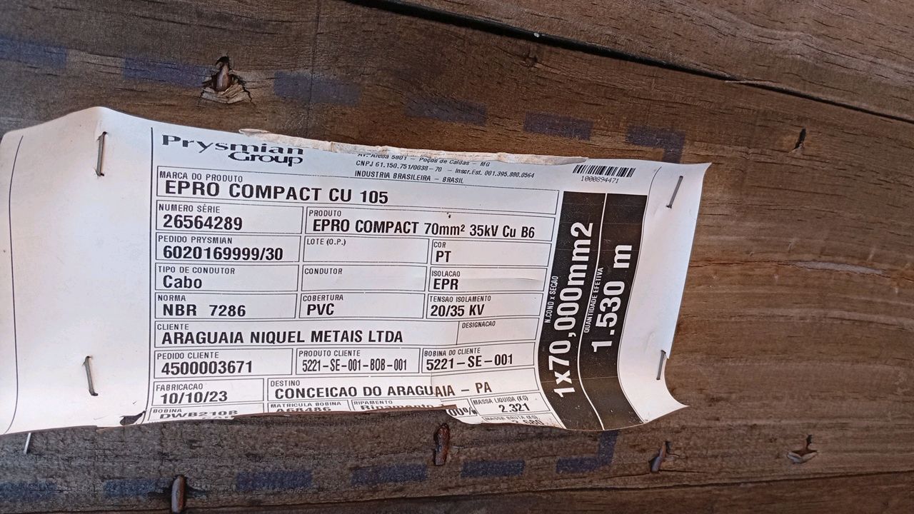 Prysmian Flexible Cable 35KV 1x1c 70mm² 1530m