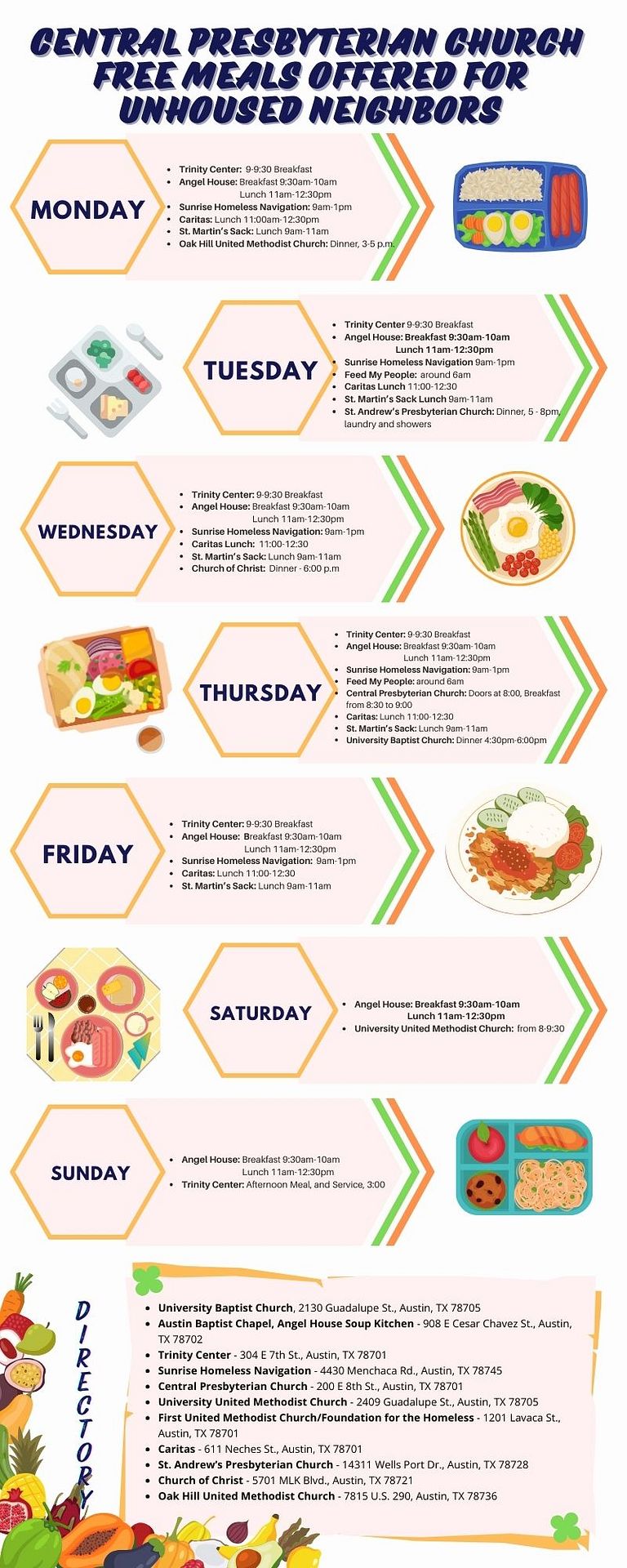 Free Meals List compiled by Central Presbyterian Church