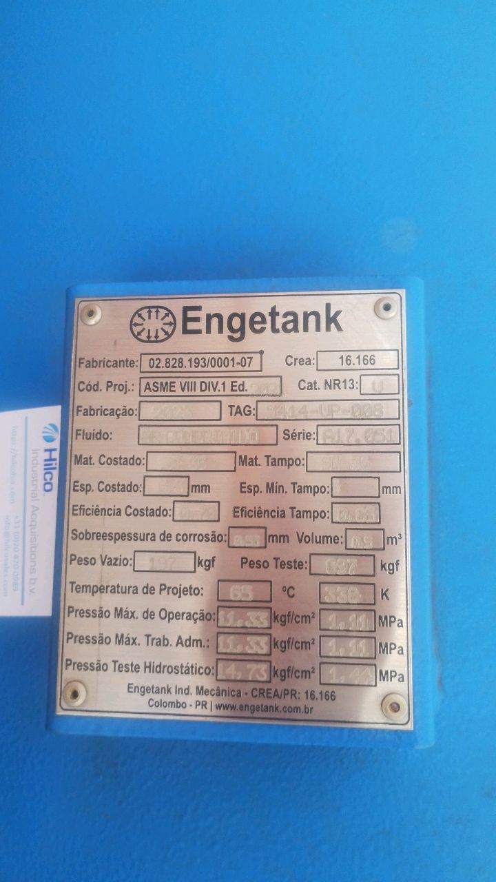 2 Engetank Pressure Vessel 0.5m³