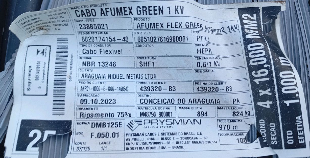 Prysmian Flexible Cable 1kV 1x4c 16mm² 1000m